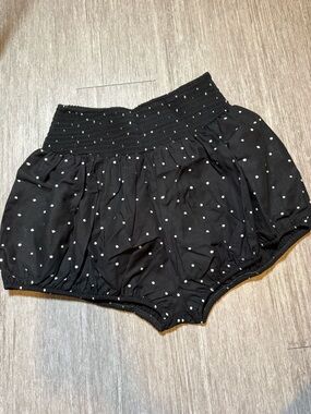 Maeve Anthropologie Black Polka Dot Smocked Waist Shorts Boho Cottagecore NWT